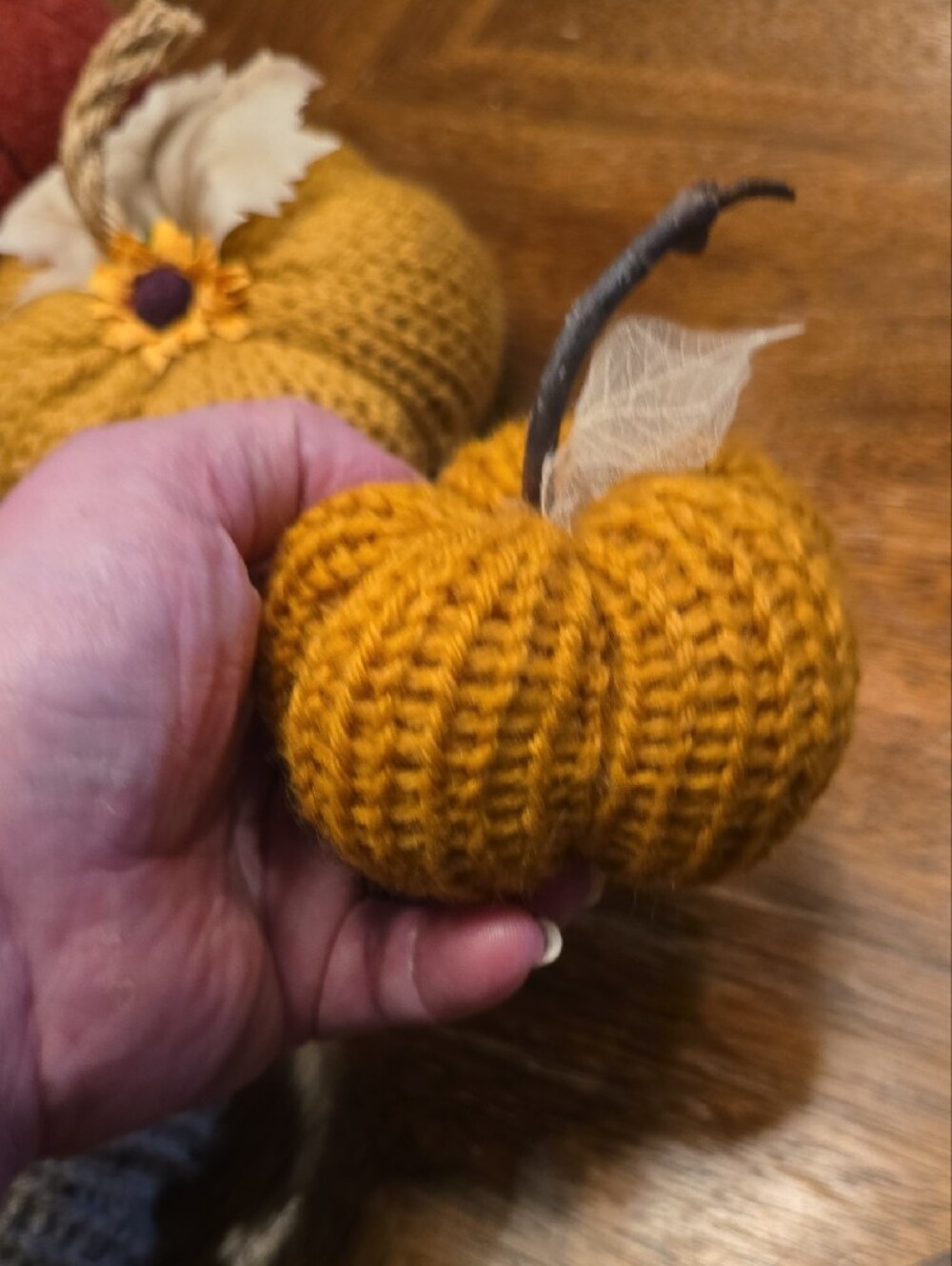 Handcrafted Knit Fall Pumpkin Décor - Multi-Color Set - Picture 3 of 6
